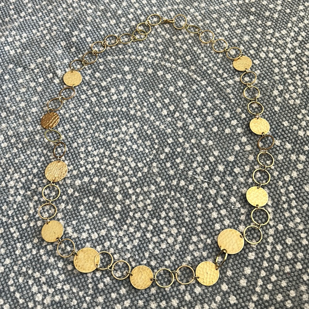 Gold stamped long necklace. Pretty!
